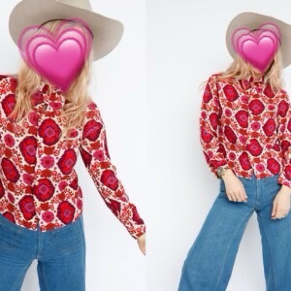 Vintage Psychedelic 60s Button Up Blouse